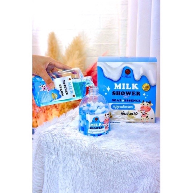 สบู่สูตรลับเฉพาะ Milk Essence Serum + Milk Shower Soap Essence
