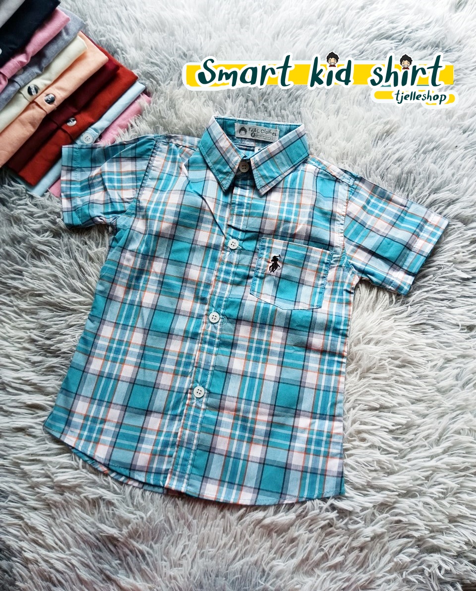 เสื้อเชิ้ตเด็ก แขนสั้น คอปก ลายสก็อต