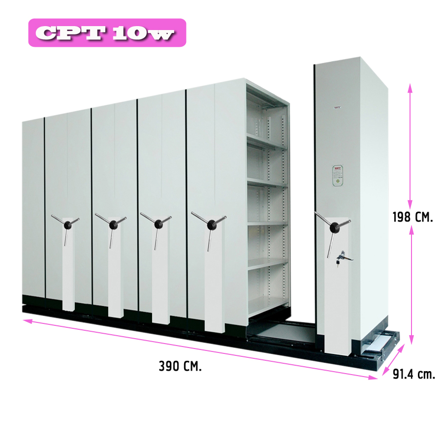 ตู้รางเลื่อน CPT 10W แบบพวงมาลัย 10 ตู้