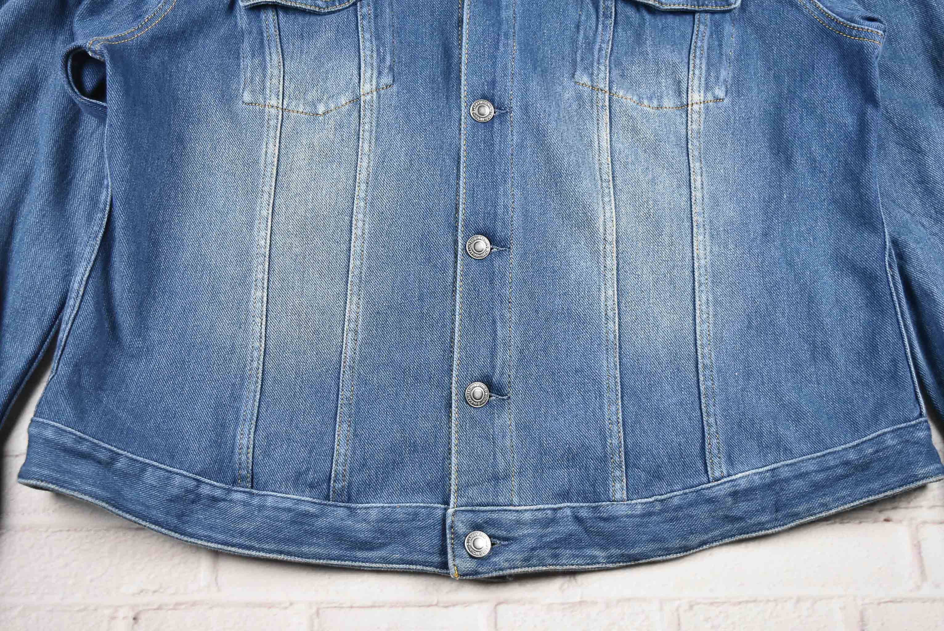 JEANS อกจริง 42 ไซส์ L เสื้อแจ็คเก็ตยีนส์ แขนยาว ผู้ชาย เนื้อผ้ายีนส์ยืด เนื้อผ้านุ่มใส่สบาย ใส่คลุมกันแดด