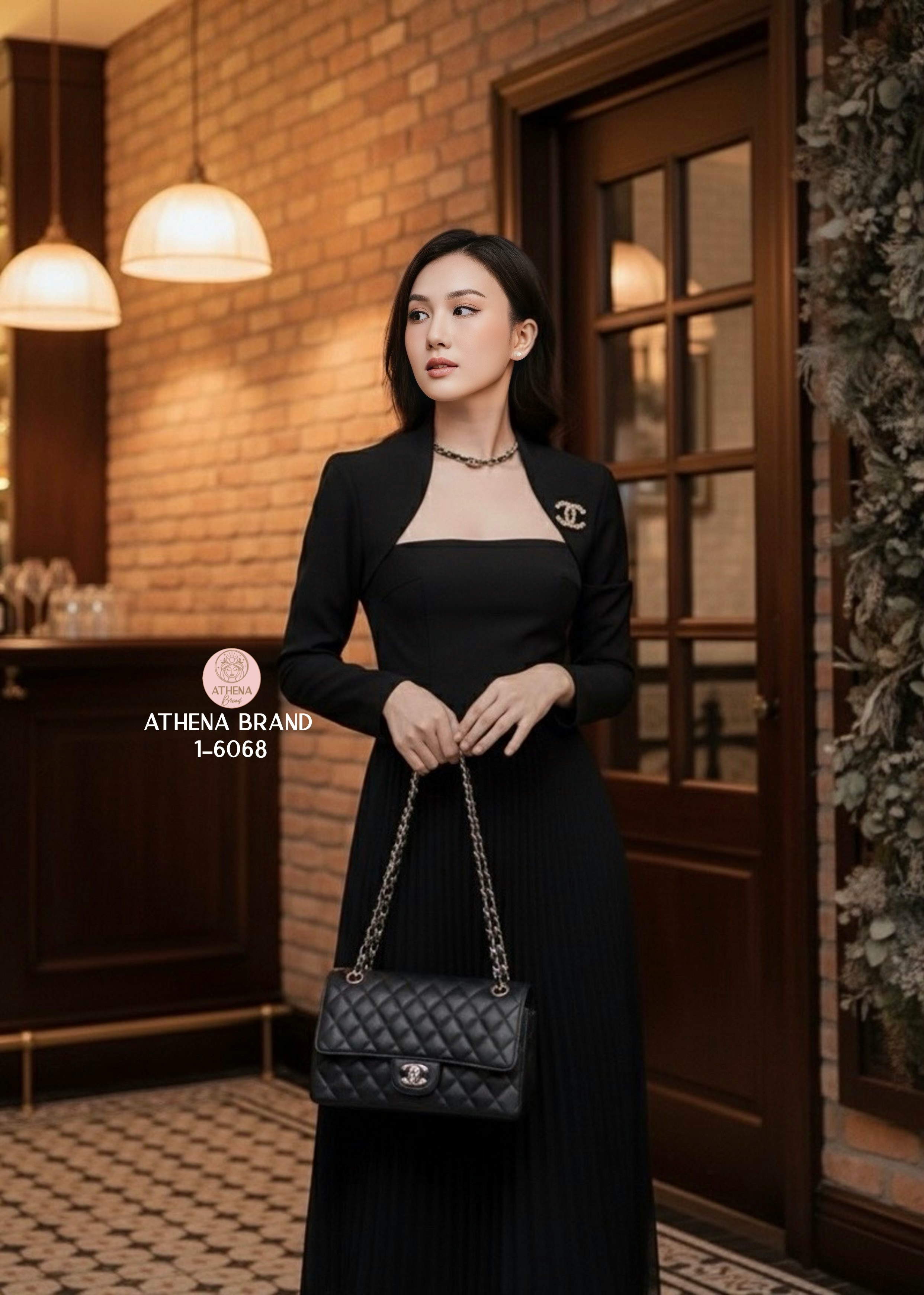 Tag 🔖 :Athena (อธีน่า) Brand Detail :: Dress+เข็มกลัด เดรสทรงสูทแขนยาวดีไซน์สวยเก๋ ตัวเดรสแต่งจีบอัดพลีท แมตช์มาคู่กับเข็มกลัดสีทองสวยหรูโดดเด่น งานมีซับใน สวมใส่แบบซิปด้านหลัง