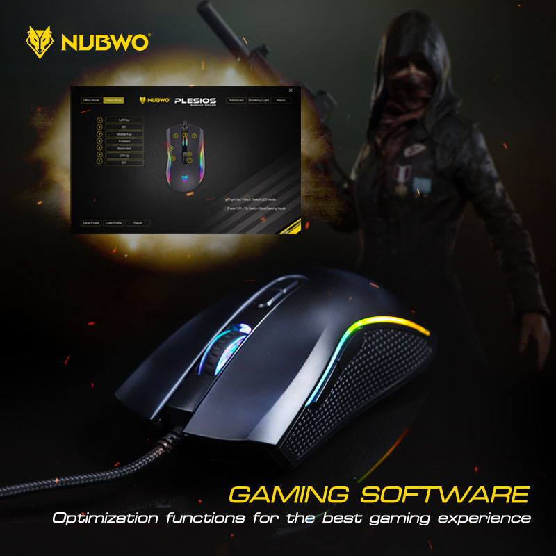 NM-89M BLACK NUBWO PLESIOS GAMING MOUSE MACRO SKU-02536