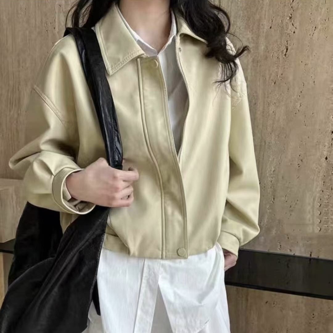 พร้อมส่งค่ะ งานเสื้อJacket หนังลูกวัวนิ่มแต่เอาอยู่ ซิปหน้ากระเป๋าจริงค่ะ