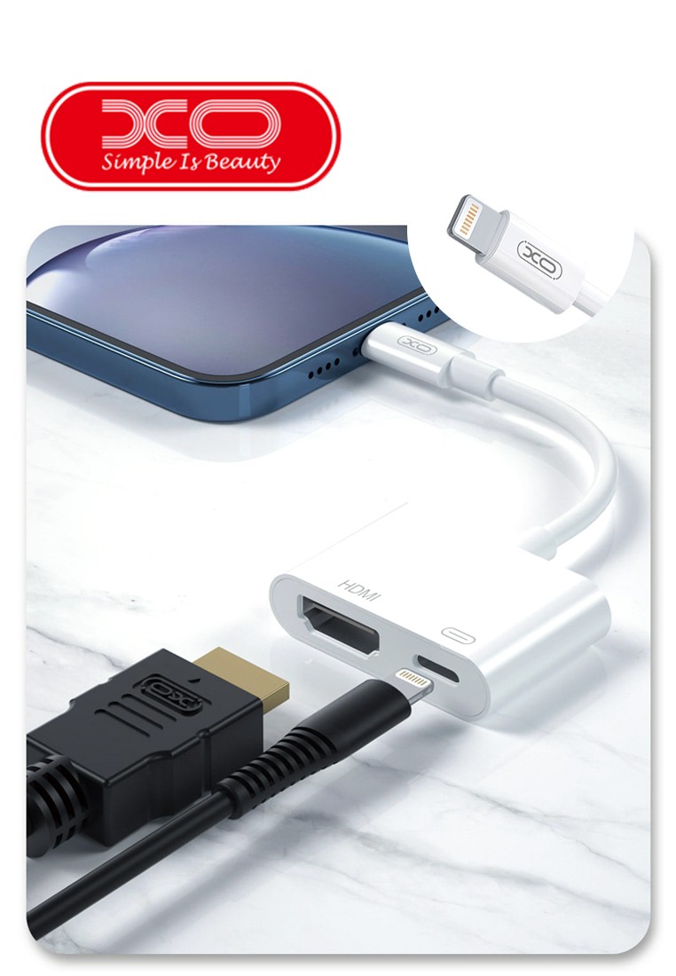 XO HUB005 Lightning To HDMI + Charging Port CA-IP-XO-005WH