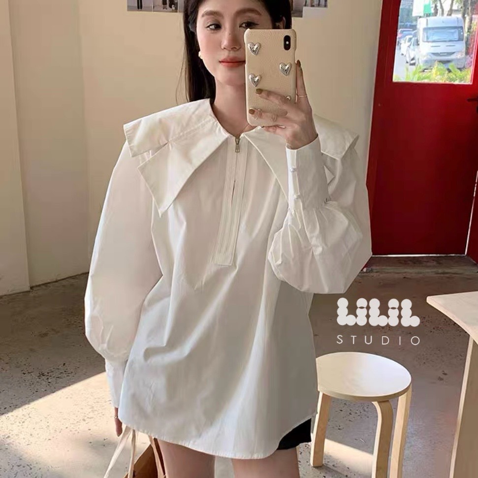 Girly Dress Shrit◾️ เสื้อเชิ้ตตัวยาว ปกสวยผ้าเกรดพรีเมียม ซิปหน้า โซคิ้วมากค่ะ