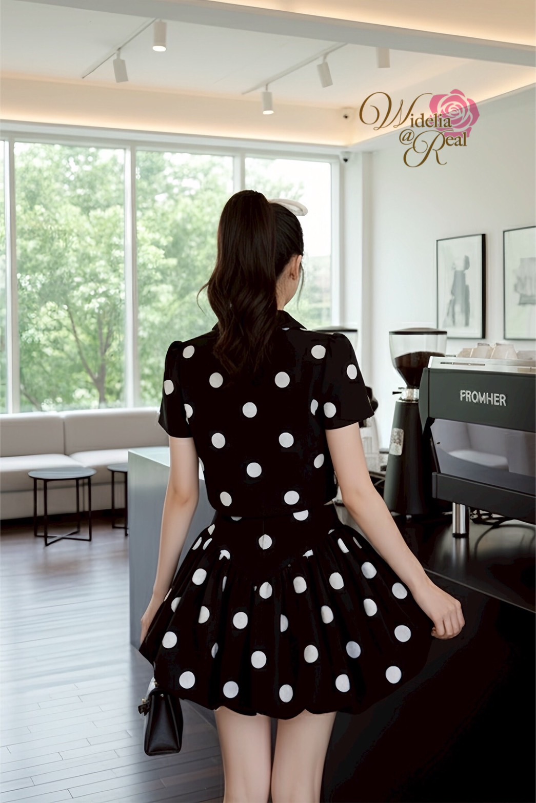 Set เสื้อกับกระโปรงสั้นทรงบอลลูน ตัวเสื้อทรงเชิ้ต แขนสั้น ติดกระดุมหน้า เนื้อผ้าลายจุด ผ้าดี มีน้ำหนัก ไม่บาง ตัวกระโปรงสั้น เอวสูง ซิปหลัง รุ่นนี้งานสวย ทรงเป๊ะ คัทติ้งเนี้ยบมากๆค่ะ รับรองใส่ออกมาไม่ผิดหวังการันตีให้เลย บอกเลยห้ามพลาดเด็ดขาดงานดีงานสวยจร