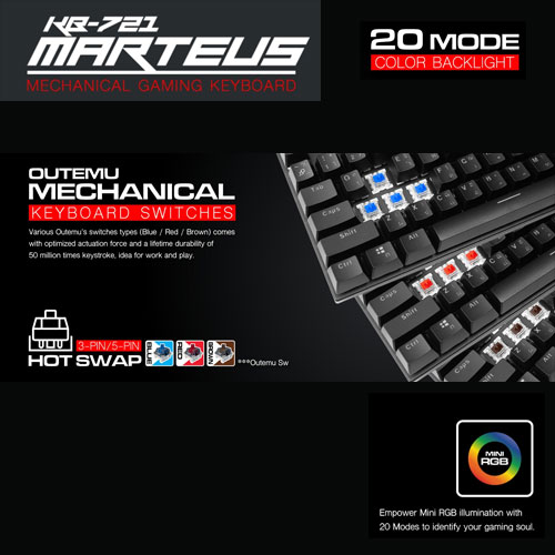 SIGNO KB721 MARTEUS แมคคานิคอลสวิตซ์ RGB 104KEY BLUE SW. KB-UB-SI-721BL