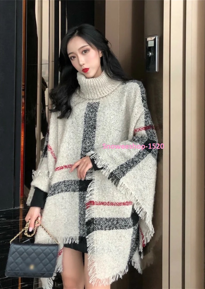 ผ้าคลุมไหล่ผู้หญิง ผ้าแคชเมียร์ผสมไหมพรมสไตล์ตะวันตกใส่กันหนาว กันลม กันหยดน้ำได้ดี ลายวินเทจแบบสวมแต่งปกคอสูงใส่สบาย มี 2 สี ฟรีไซ