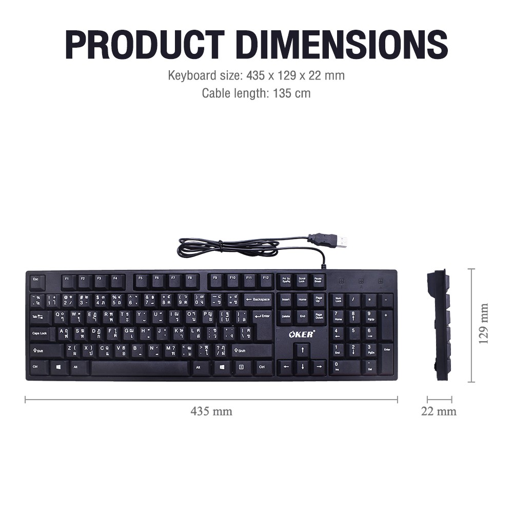 K-477 OKER FASHION OFFICE WIRED KEYBOARD USB KB-UB-OK-KB477