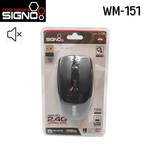 WM-151 SIGNO 10M. WIRELESS MOUSE ไร้เสียงคลิก MO-SI-WL-151XX
