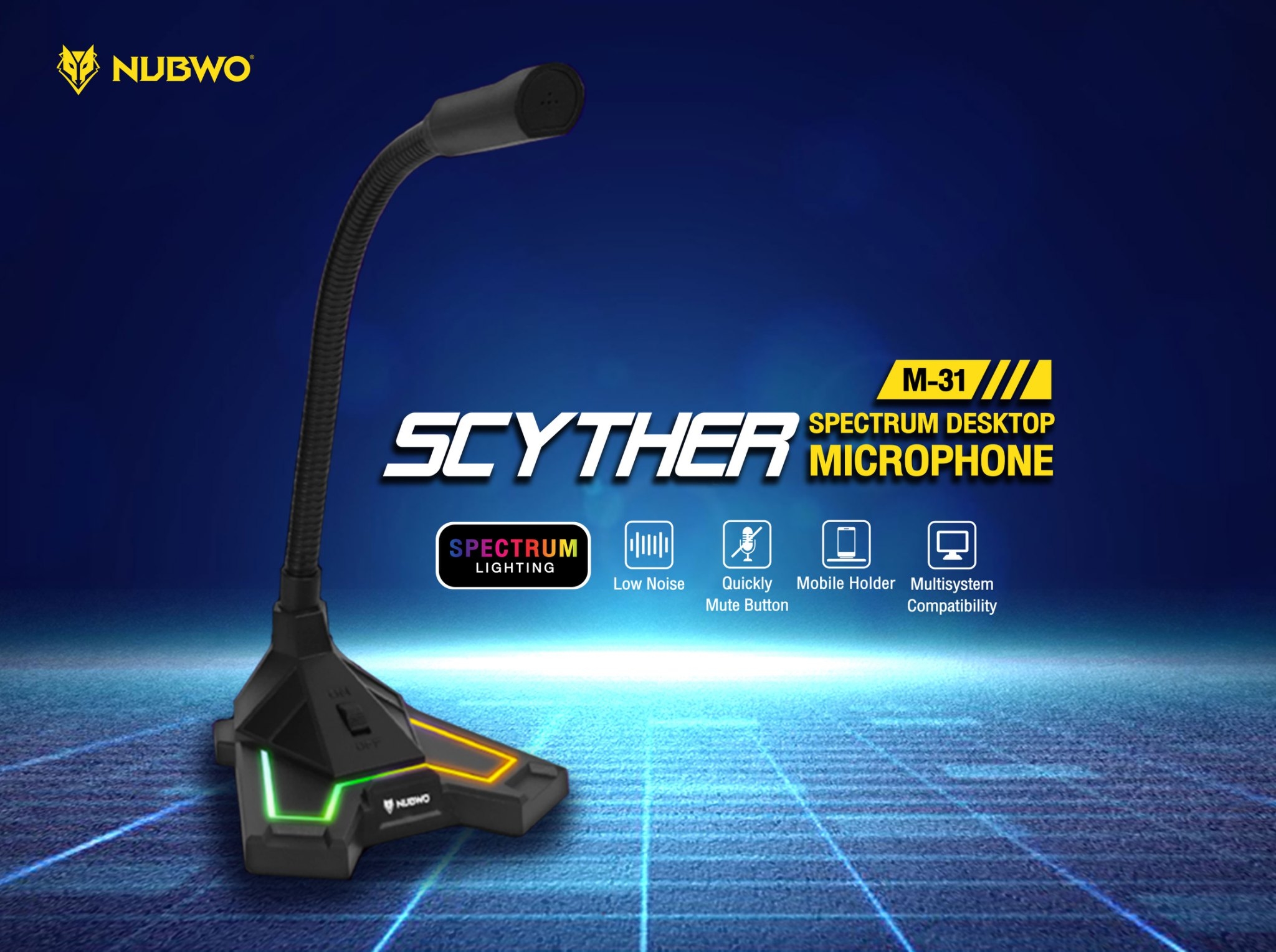 NUBWO Nubwo M-31 ไมโครโฟนเกมมิ่ง USB แบบตั้งโต๊ะ MI-NW-US-M31BK