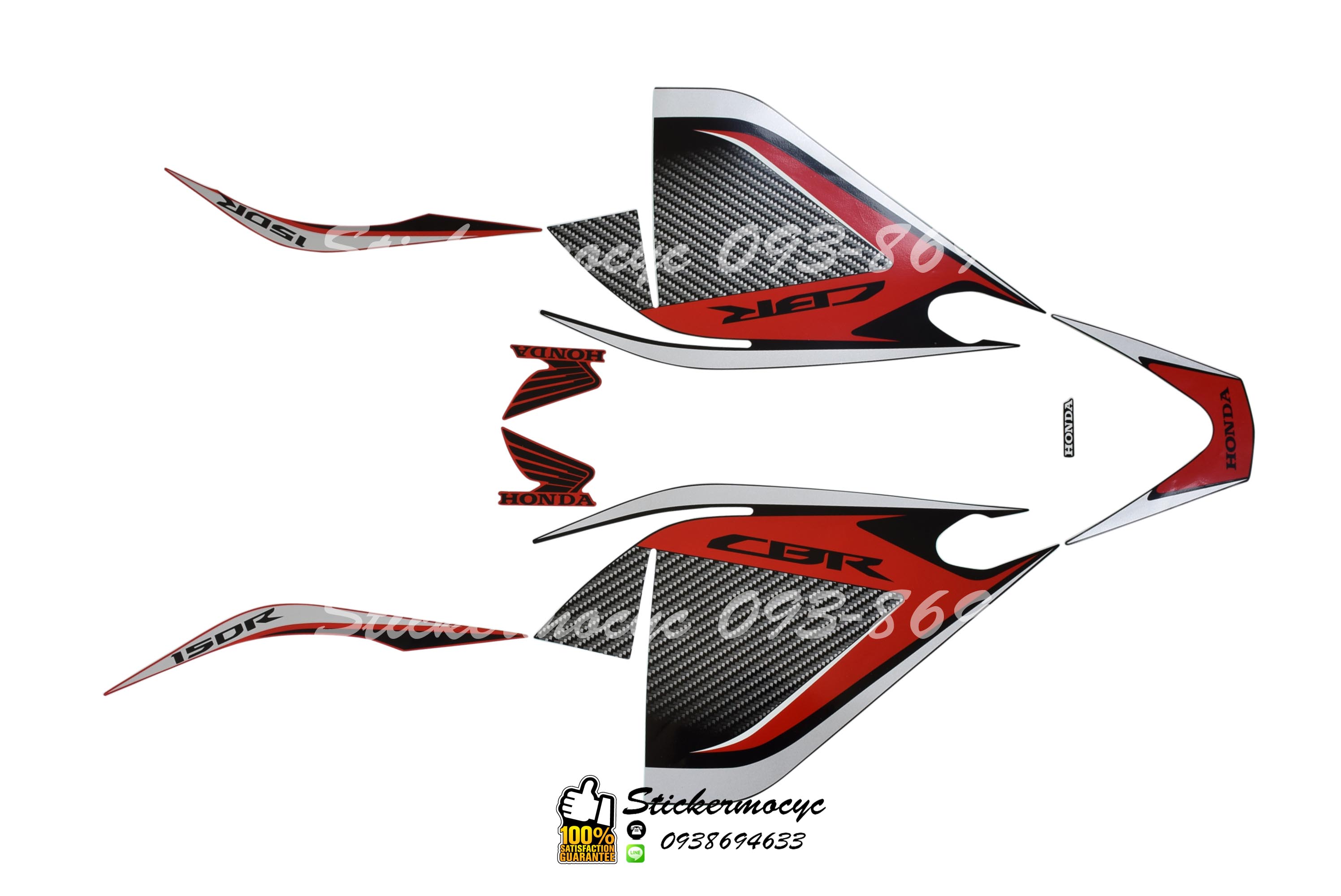 Sticker 3M Honda CBR ปี2014 รุ่น10 ติดรถสี แดง สติ๊กเกอร์แท้ 3เอ็ม ติดรถมอเตอร์ไซค์ ฮอนด้า ซีบีอาร์