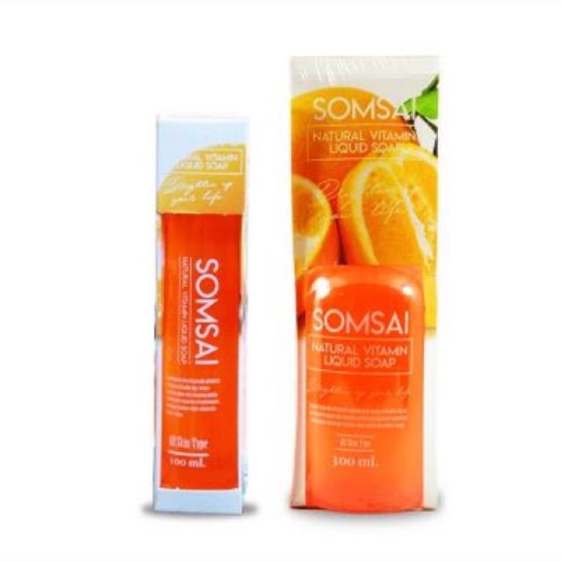 สบู่ส้มใส สบู่วิตามินซีสด Somsai Natural Vitamin Liquid Soap