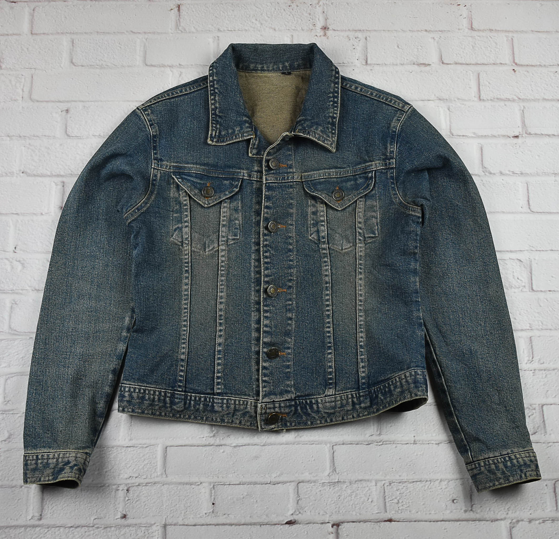 JEANS อกจริง 33 ไซส์ XS เสื้อแจ็คเก็ตยีนส์ แขนยาว ผู้หญิง สีเข้ม ผ้ายืด เนื้อผ้านุ่มใส่สบาย ใส่คลุมกันแดด