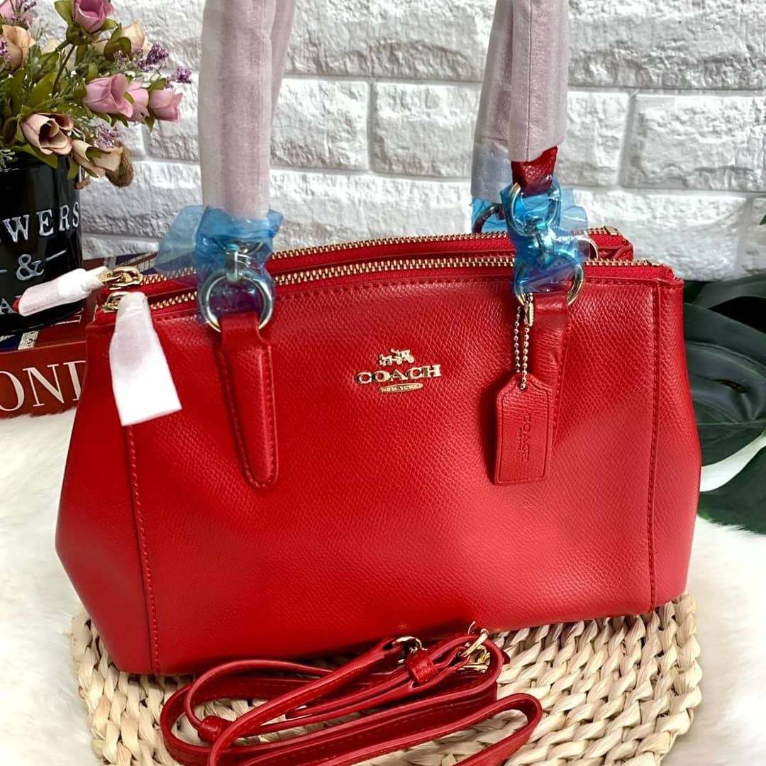 กระเป๋าไฮโซเรียบหรูดูแพงแบรนด์เนมโค้ชสีแดง COACH 2 ZIP HANDBAG//SHOULDER BAG