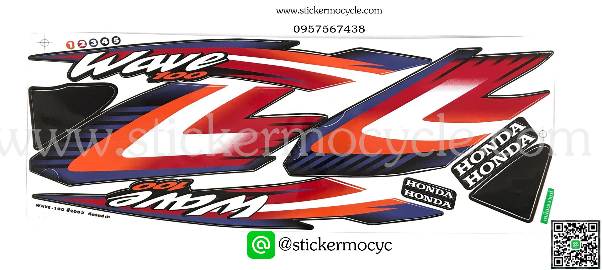Sticker HONDA Wave 100 ปี2002 ติดรถสีดำ (เคลือบเงา) สติ๊กเกอร์ ติดรถมอเตอร์ไซค์ ฮอนด้า เวฟ