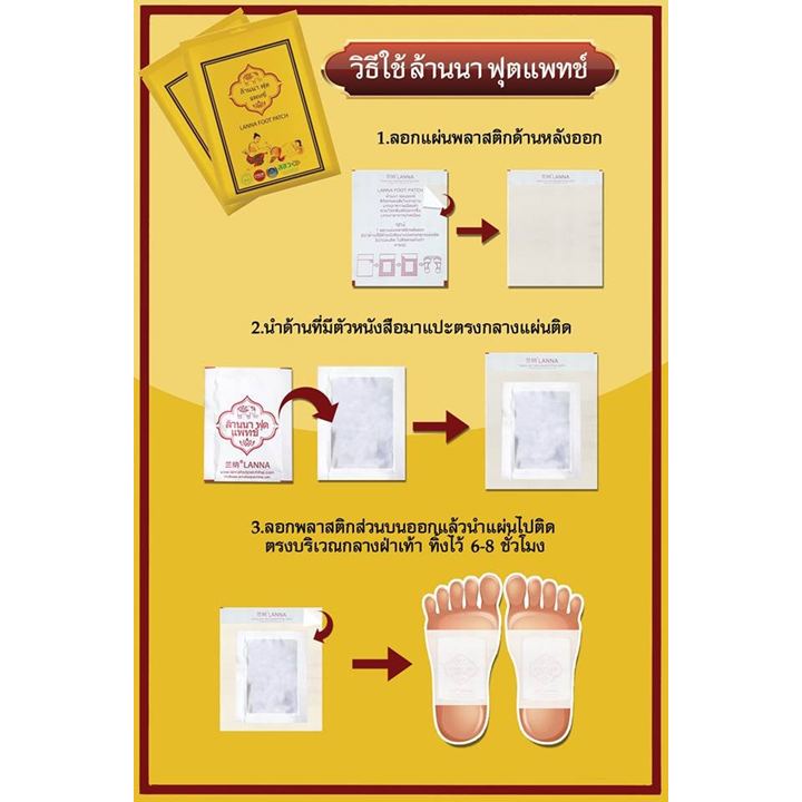 Lanna Foot Patch 90g x 10 ชิ้น แผ่นแปะเท้า
