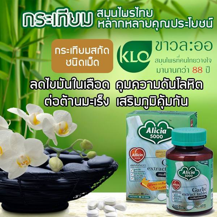 Alicia 5000 Garlic extract Tablet ผลิตภัณฑ์เสริมอาหารสมุนไพร