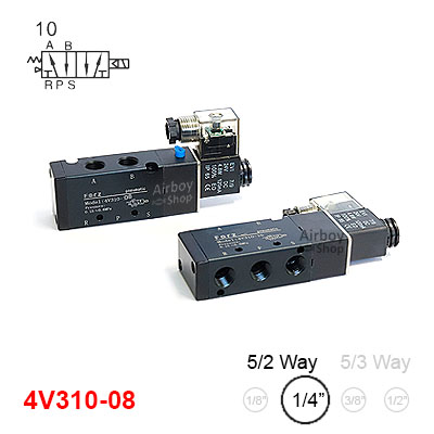 โซลินอยด์วาล์ว รุ่น 4V310-08 (Port 1/4") 5/2 Single Coil