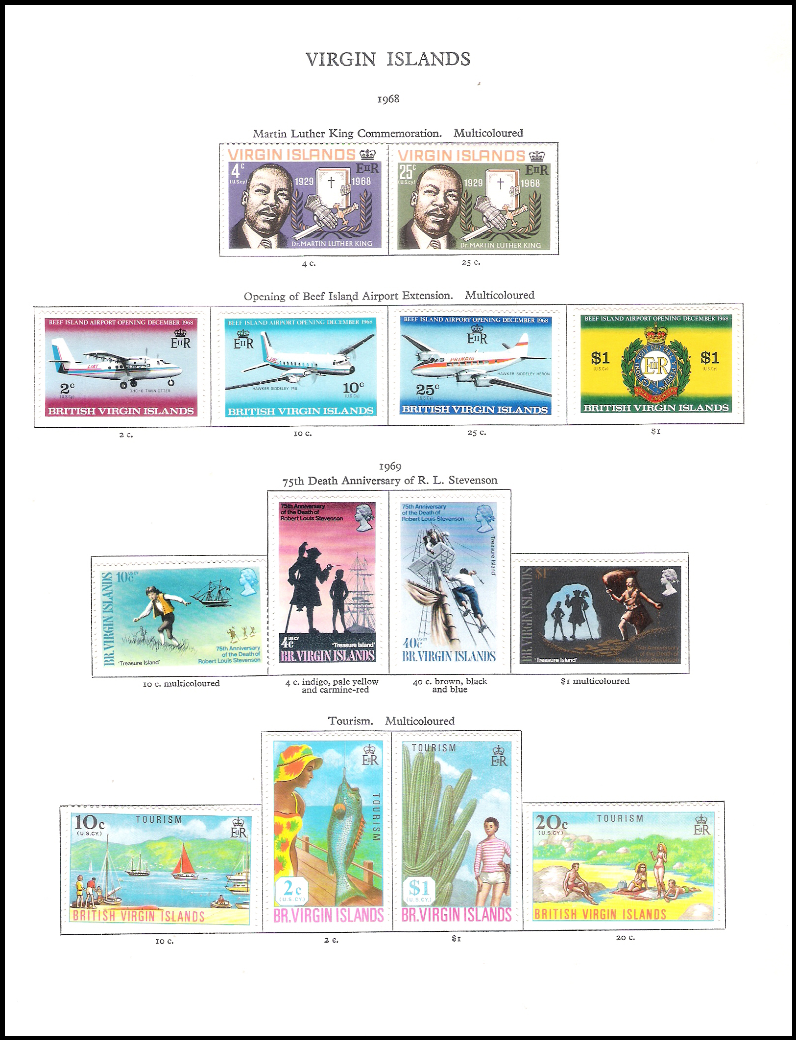 (5 SHEETS) 1962-1968 Virgin Island