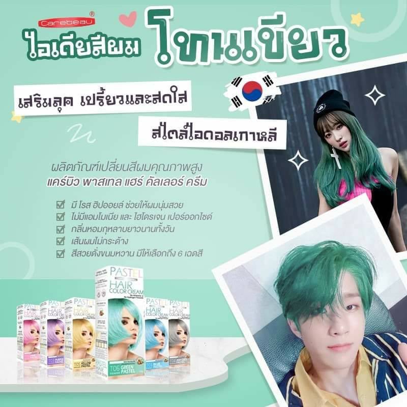 แคร์บิว พาสเทล ครีมย้อมสีผม เปลี่ยนสีผม ย้อมผม แฮร์ คัลเลอร์ ครีม Pastel Hair Color Cream Carebeau 100 กรัม