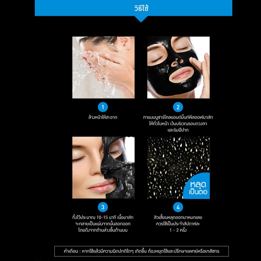 (6ซอง/กล่อง) Baby Bright Bamboo Charcoal & Mint Peel Off Mask เบบี้ไบร์ท มาส์กลอกสิวเสี้ยน สูตรเย็น 10 กรัม