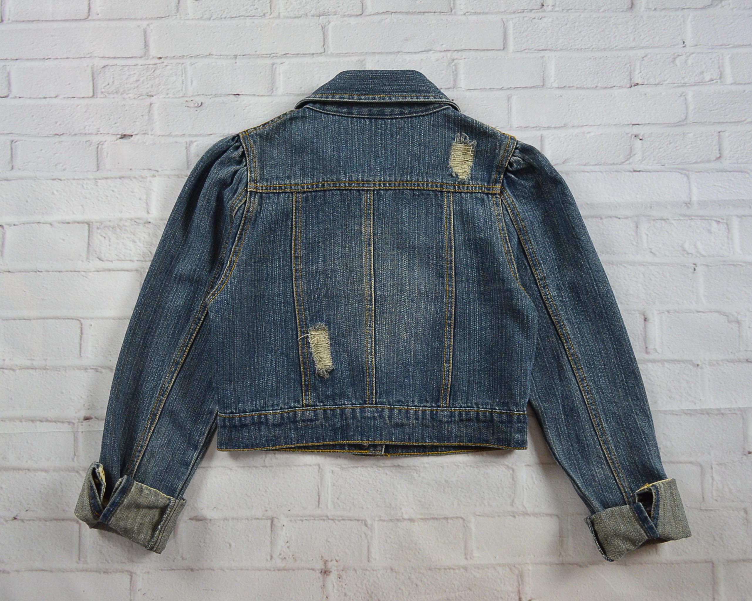 เสื้อเด็ก LIZLISA อกจริง30' (130) เสื้อแจ็คเก็ตยีนส์ เสื้อยีนส์แขนยาวหญิงชาย เสื้อยีนส์แต่งขาด ผ้านุ่มใส่สบาย