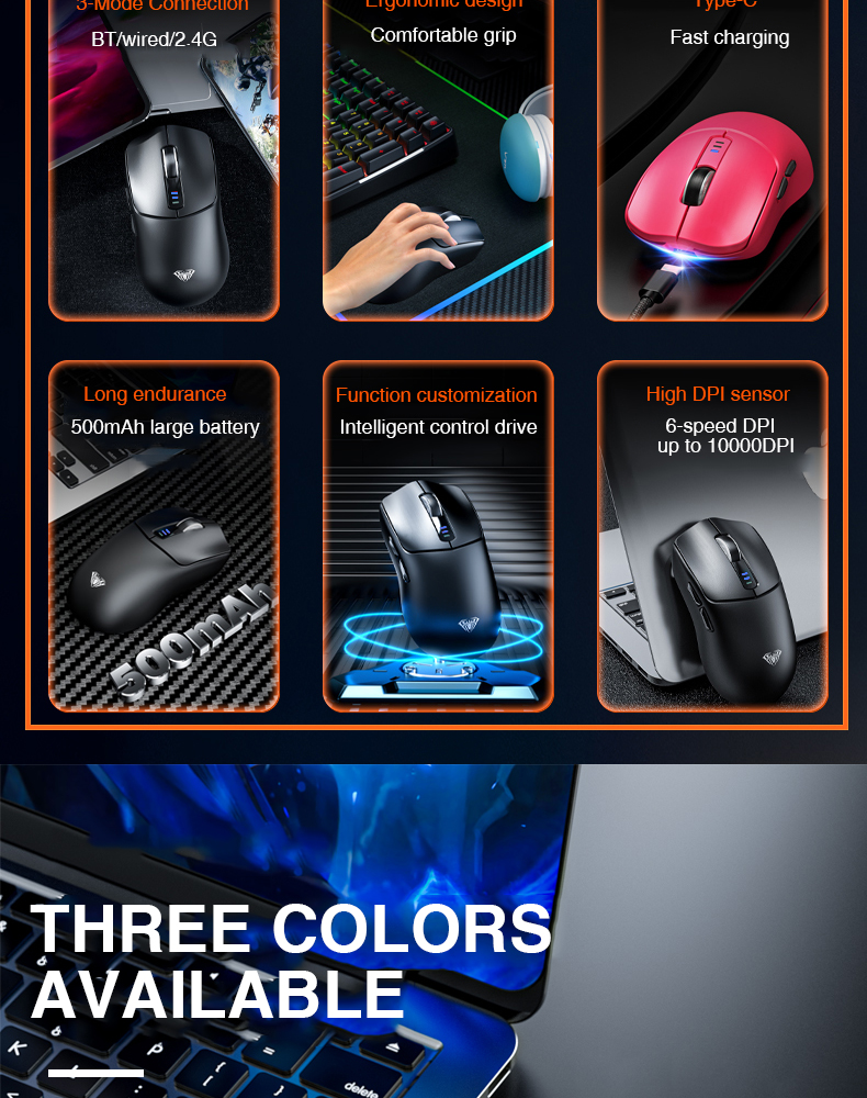AULA SC580 3-MODE GAMING MOUSE SKU-03002