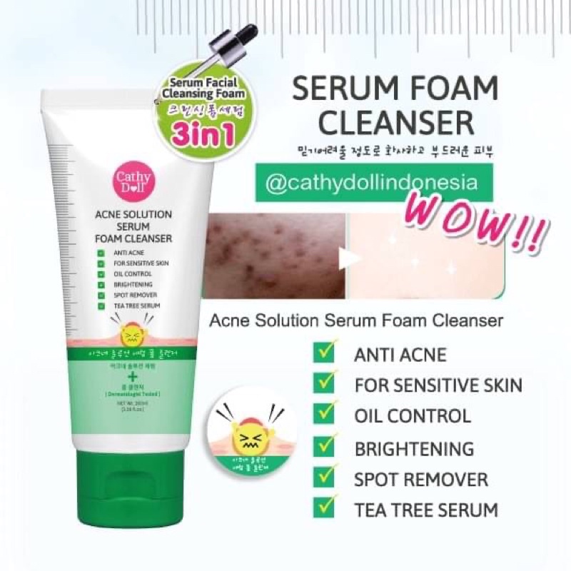 Cathy Doll Facial Foam โฟมล้างหน้า 3 สูตร โฟมล้างหน้าลดสิว / โฟมล้างหน้าผิวใส / โฟมล้างหน้าล้างเครื่องสำอาง
