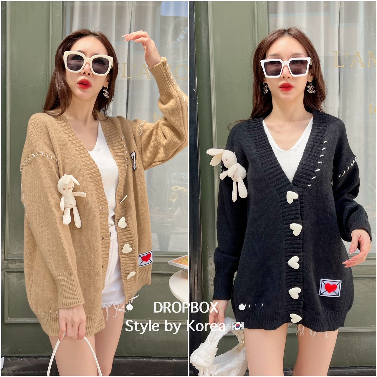 Korea Cadigan With Envelope & Bear 3D Brooch เสื้อใหม่พรหมคาดิแกนแขนยาวรุ่นนี้น่ารักมากมาพานิ่มทรงสวย