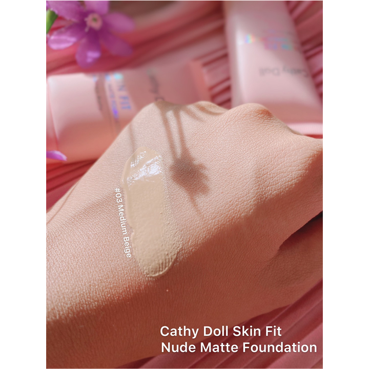 Cathy Doll Skin Fit Nude Matte Foundation 15ml รองพื้นนู้ดแมทท์ เคที่ดอลล์