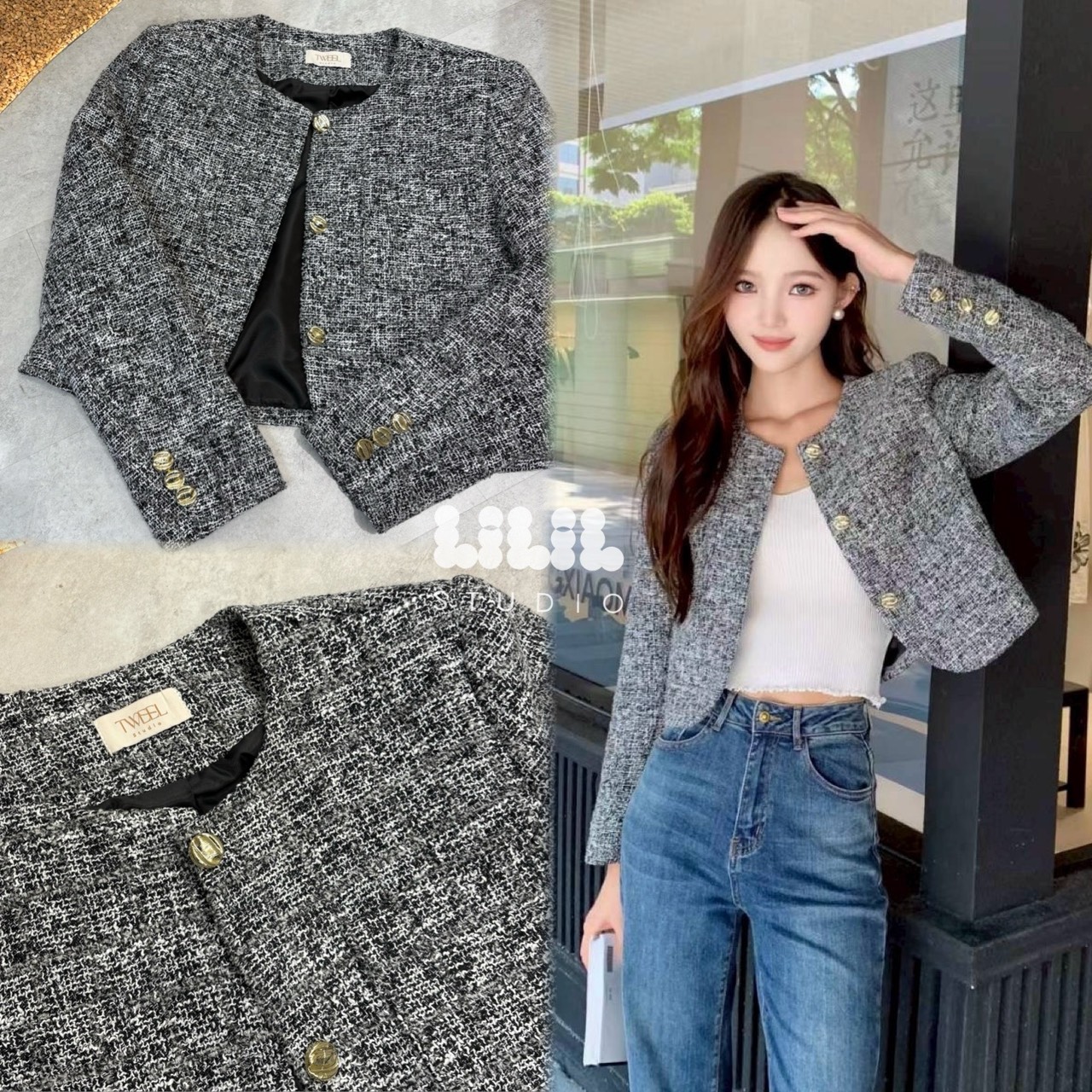 New Tweeds Blazer🐰 เสื้อทวีตงานตัดเย็บอย่างดีมีซับในผ้ามัน กระเป๋าจริง ทรงสวย กระดุมทองค่ะ