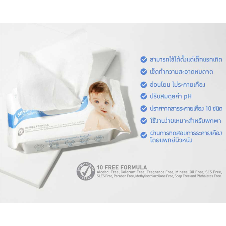 Baby Bright Sensitive Baby Wet Wipe 20sheets ทิชชู่เปียกสูตรน้ำเกลือเช็ดทำความสะอาดสำหรับเด็ก
