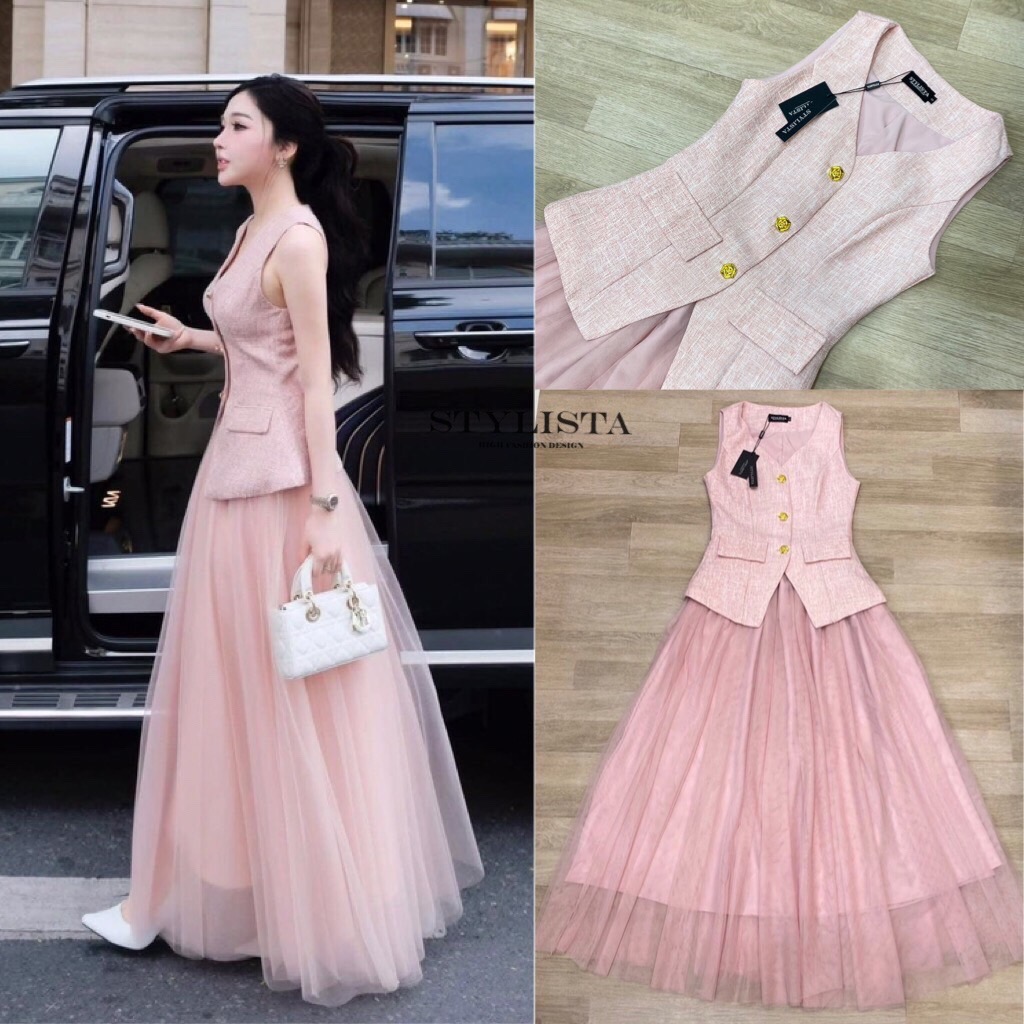 เซ็ทเสื้อสูทแขนกุด +กระโปรงยาวซีทรูสวยดูดี ต้องมีติดตู้ไว้เลย แพลตเทินดีงาม ใส่สวยเปะสุดๆ ของดีหมดไวนะคร๊า!!