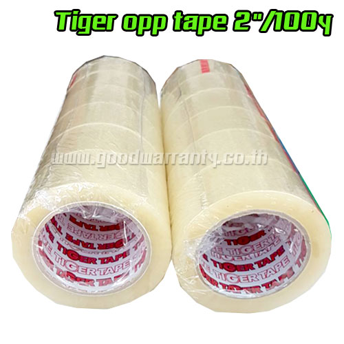tiger Tiger OPP ใส Tape 2" ยาว 100 หลา แพ็ค6 ม้วน 2"100y 100y SKU-00585