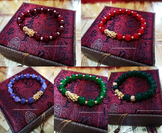 สร้อยข้อมือปี่เซียะ ลูกปัดนำเข้า มี5สี ปลุกเสกแล้ว
