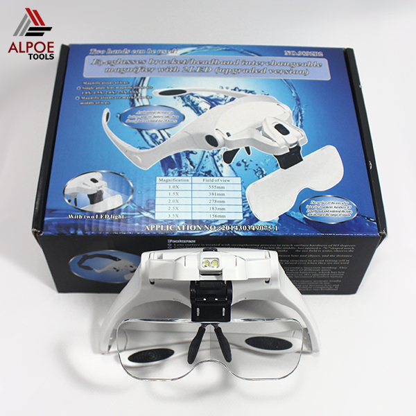 แว่นขยายแบบแว่นตา มีไฟ เปลี่ยนเลนท์ได้ รุ่น No.9892B2