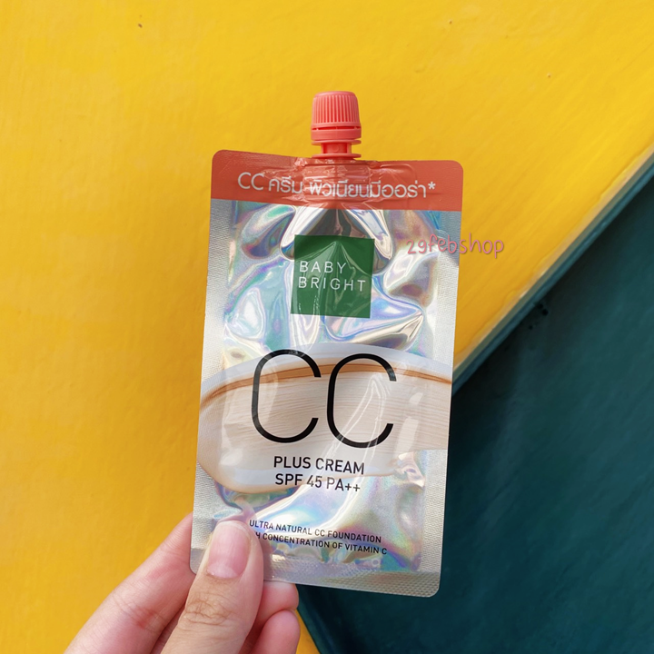 Baby Bright Cc Plus Cream Spf45 Pa ++ 7g #01 Light Beige ครีมรองพื้น CC งานผิว เบบี้ ไบรท์