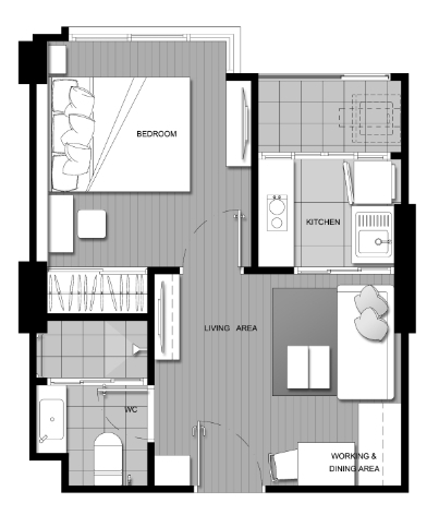 ให้เช่า คอนโดยู ดีไลท์ รัตนาธิเบศร์ รถไฟฟ้าสายสีม่วง จ.นนทบุรี ห้องใหม่ 31.07 ตร.ม