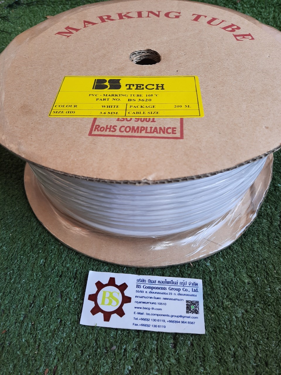 BS-TECH : ท่อมาร์คสายไฟ 3.6mm. ผิวมัน 200m/ม้วน