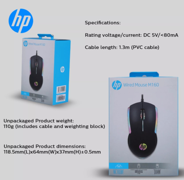 M160 HP Gaming Mouse USB มีไฟ MO-HP-GM-M160B