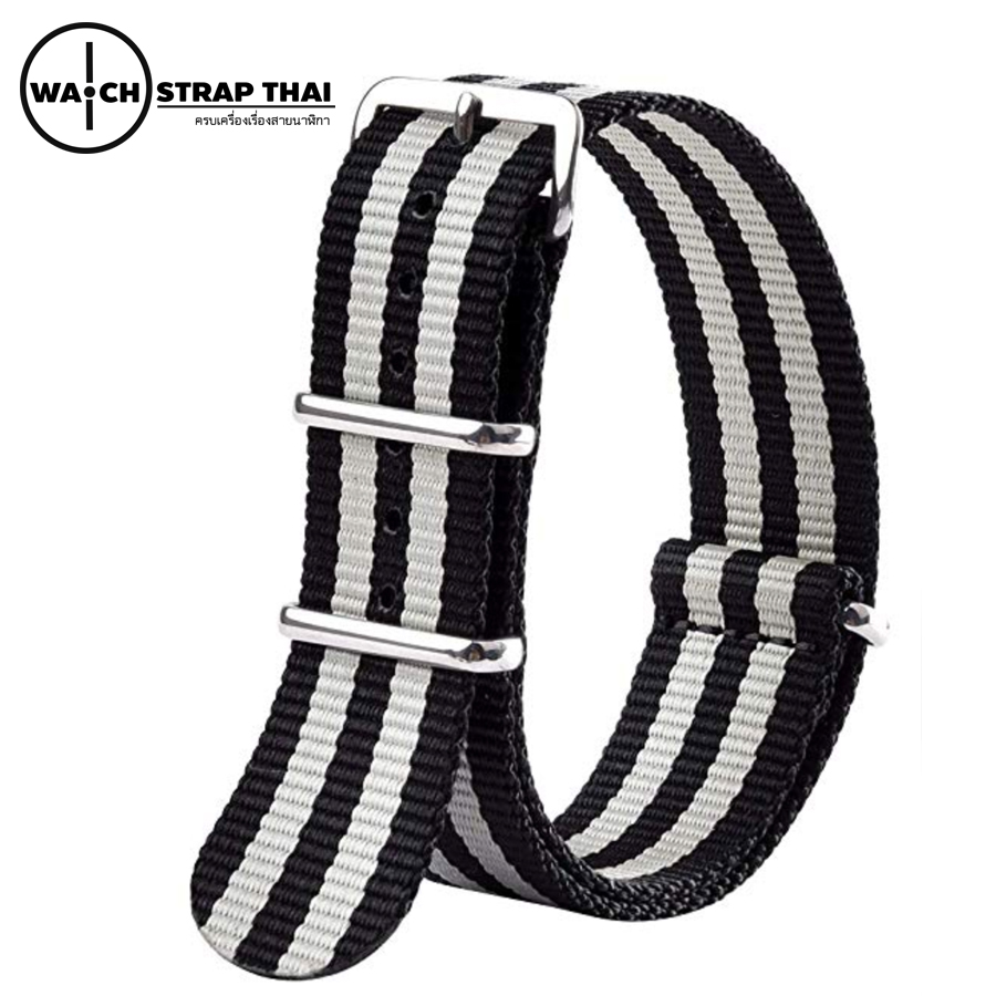 สายนาฬิกานาโต้ สายนาฬิกาผ้าไนลอน NATO Nylon Watch Strap 01 มีขนาด 20 , 22 mm สำหรับ Rolex , Seiko , Omega (Greay-Black)