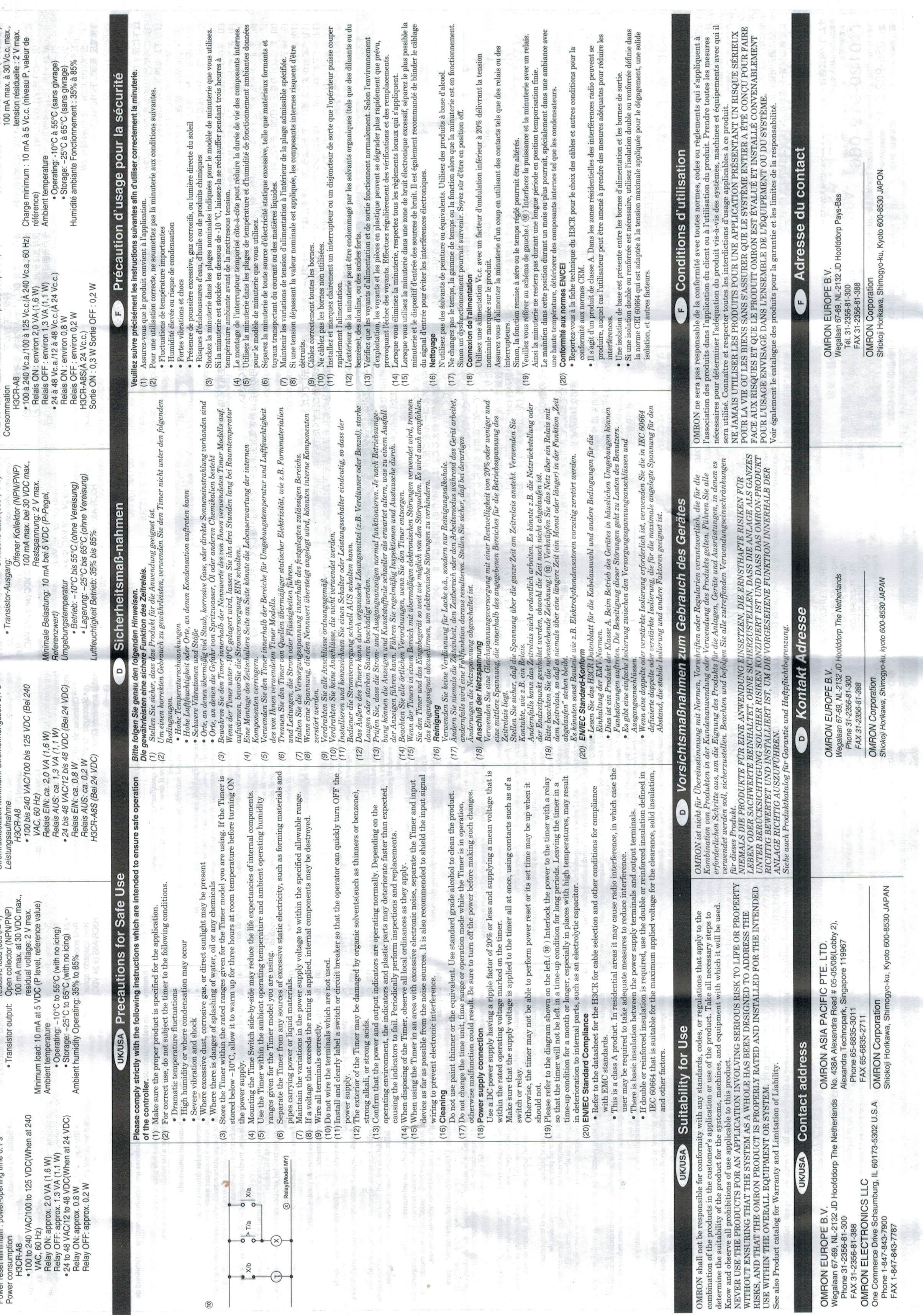 OMRON : ไทเมอร์ H3CR-A8 100-240Vac