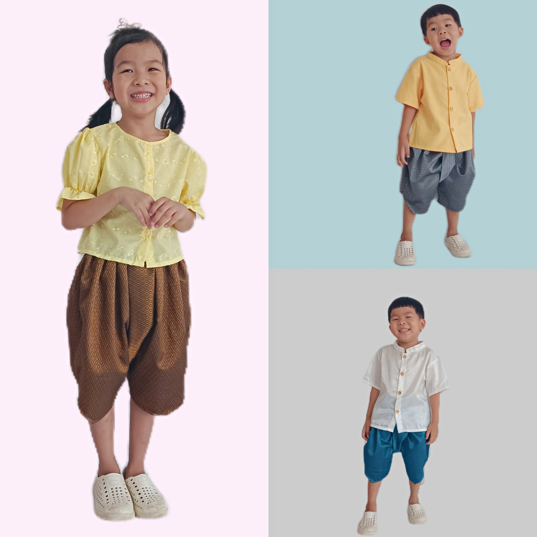 โจงกระเบนเด็ก รุ่น ถุงทอง 2-6 ขวบ ❤️🎈 ผ้าทอลูกแก้ว เด็กชาย เด็กหญิง ชุดไทยเด็ก LOOM