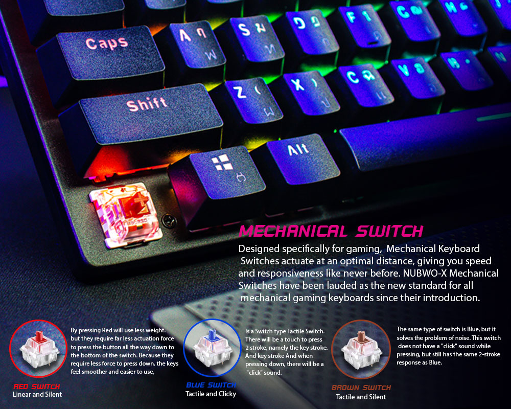 NUBWO Mechanical Blue Switch Gaming Keyboard Spectrum Lighting RGB EDITION [Black] X-28 SORCERER SKU-01742