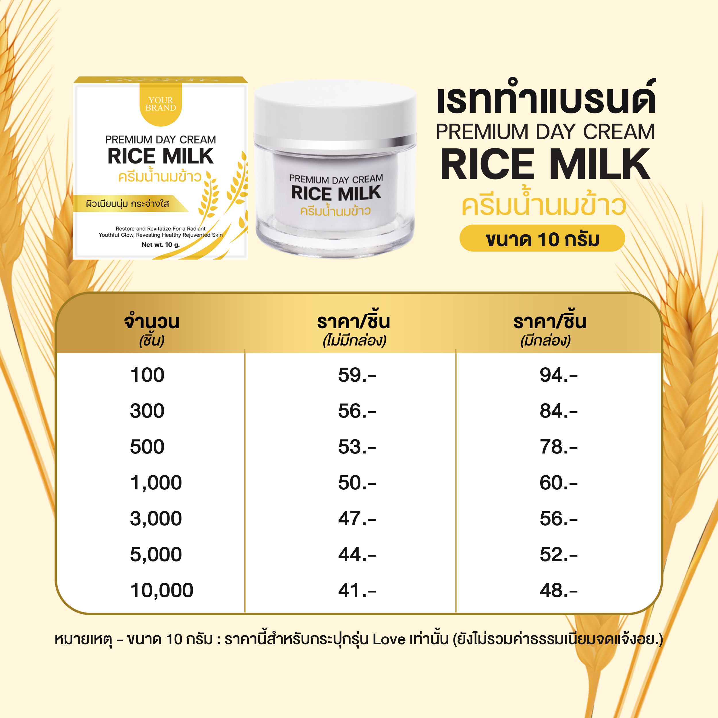 แพคเกจทำแบรนด์เดย์ครีมนมข้าว_10G.
