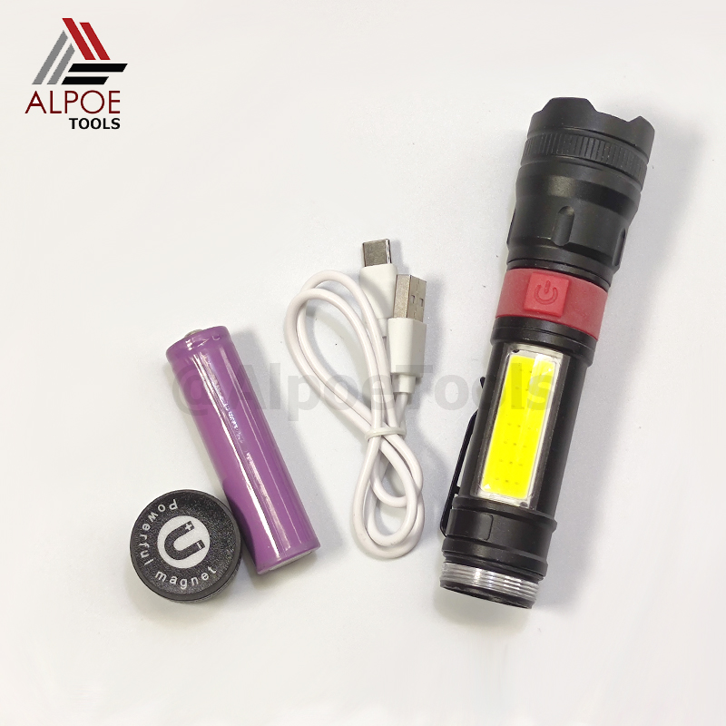 ไฟฉายแรงสูง หลอด T12 พร้อมอุปรกรณ์ชาร์จ มีไฟข้าง รุ่น MAX-826