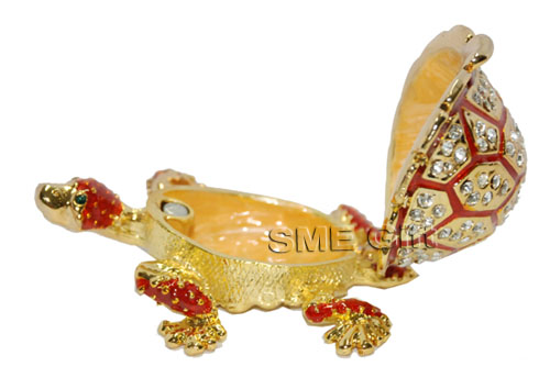 เต่าประดับคริสตัล (กลาง) สีแดงส้ม 000519 ชิ้น