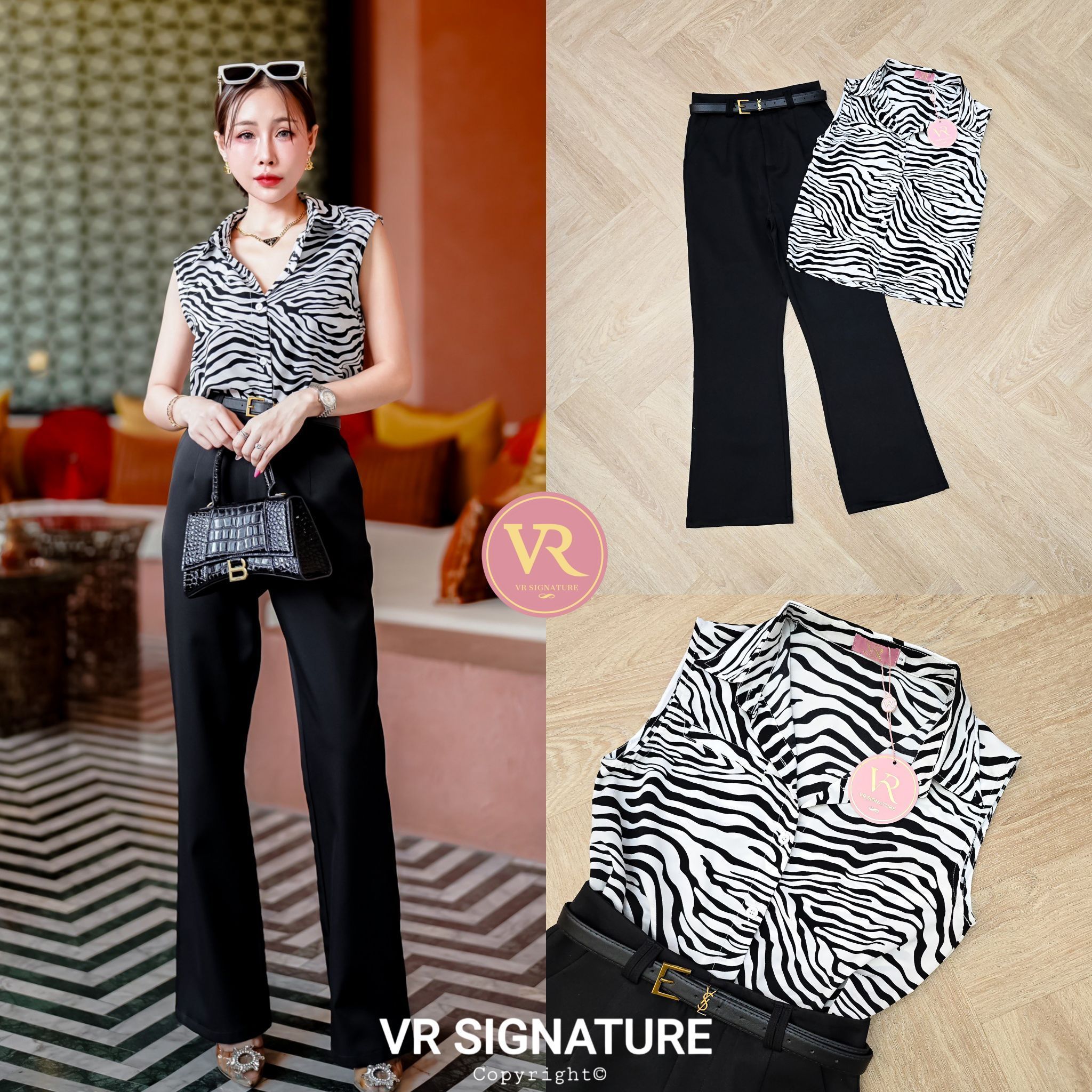 Set เสื้อเชิ้ตแขนกุด ติดกระดุมเรียงด้านหน้า เนื้อผ้าใส่สบาย มาพร้อมกางเกงขายาวทรงสวย ผ้าหนาเป็นทรงสวย มีซับใน มีเข็มขัดเข้าชุดให้ด้วยค่ะ คุ้มมากๆ สามารถใส่แยกกับชุดอื่นได้อีกเยอะเลยคะ ต้องจัดนะค่า