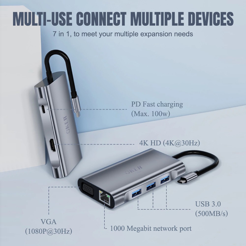 OE-7110 OKER TYPE-C MULTI-PORT 7 in 1 CA-TC-OK-7110B